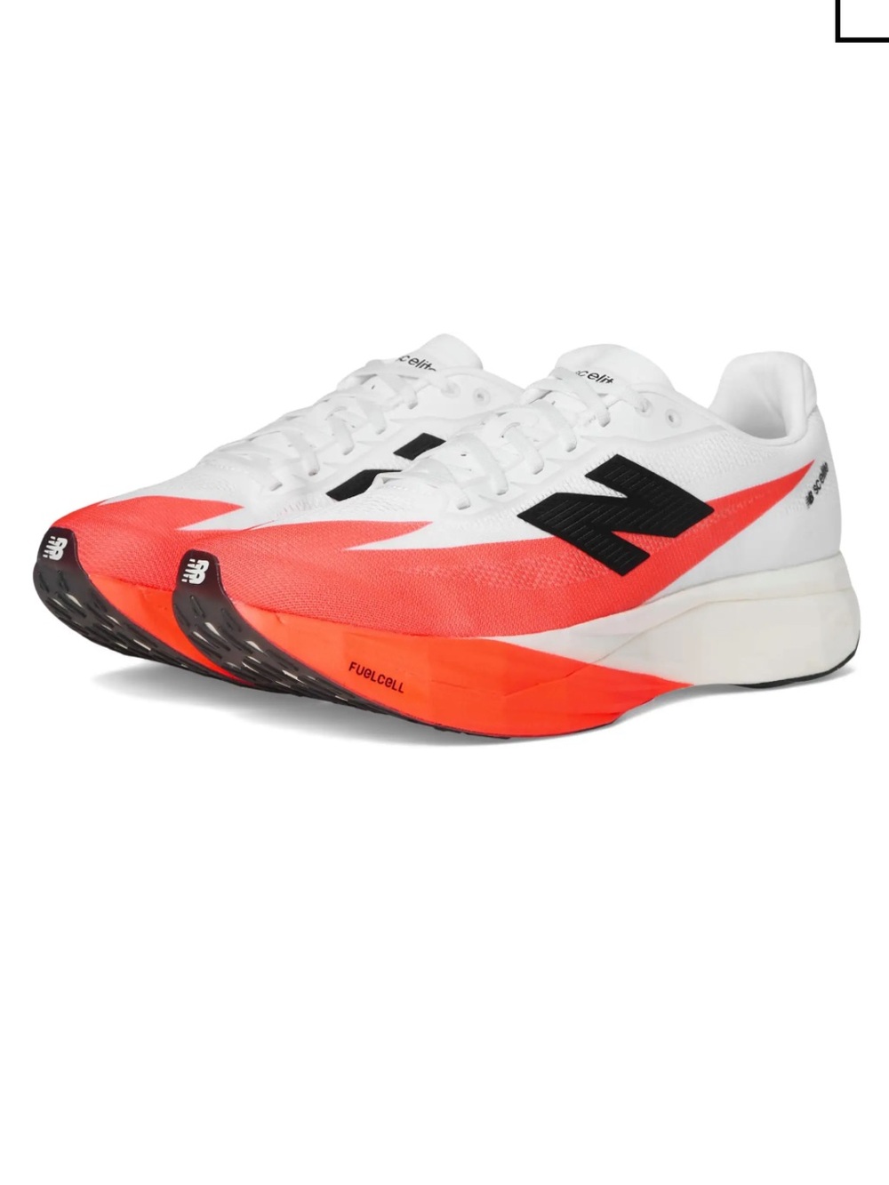 New Balance Men’s FuelCell Racing Shoes — White, Coral & Black
